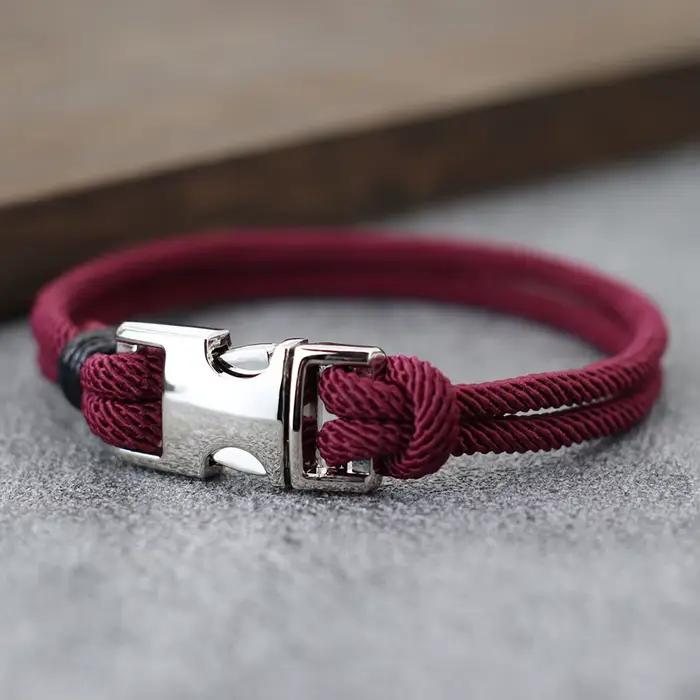 Nouveau Bracelet en corde Unique pour hommes, boucle détachable, fabriqué à la main, porte-bonheur, fil rouge, cadeau pour petit ami, Pulseria Homme