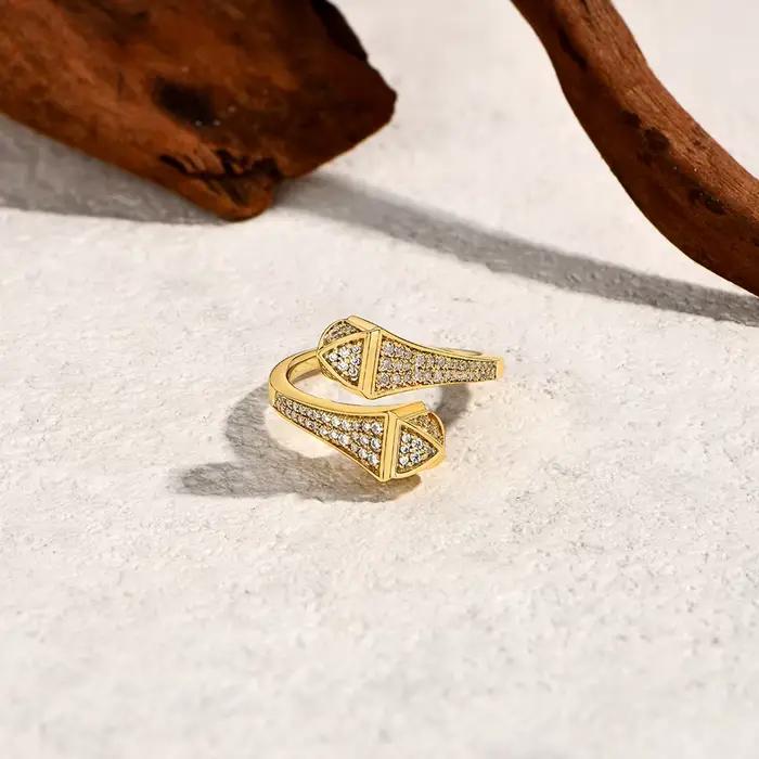 ATTAGEMS Double serpent S925 argent Moissanite anneaux femmes hommes laboratoire diamant bague réglable 18KGold plaqué bijoux de luxe pour la fête