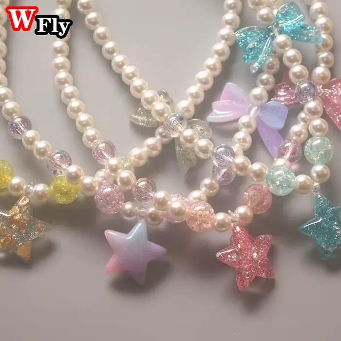 Harajuku fait à la main Lolita fille couleur bonbon en forme de coeur Bracelet Lolita perles élastique Bracelet Lolita fille arc Bracelet bijoux