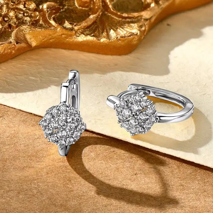 Vinregem GRA 3EX VVS1 D coupe ronde vrais diamants Moissanite pierres précieuses boucles d'oreilles en argent Sterling 925 bijoux fins en gros