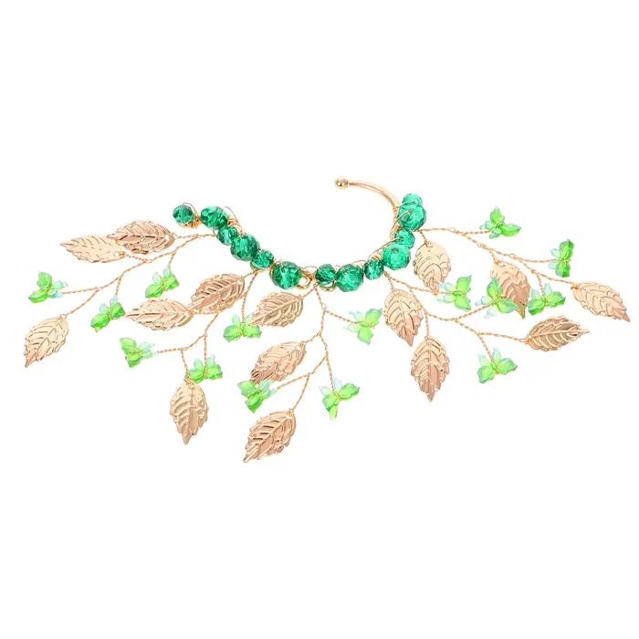 Manchette d'oreille fleurie pour femme, style vintage, clip d'oreille non-percée, décoré de cristaux, boucle d'oreille élégante et polyvalente pour les rendez-vous