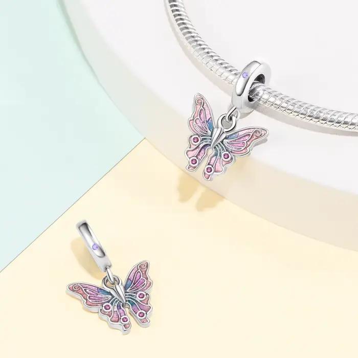 Breloque Perle en Argent 925 pour Fille, Série Rose, Motifs Robe de Princesse, Trousse de Maquillage, Chaussures de Danse, Queue de Cheval, Beauté, Compatible Bracelet DIY 3mm