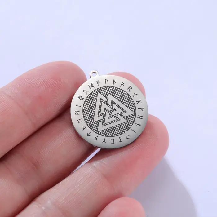 Pendentif rond Teamer Wicca, runes vikings nordiques pour homme et femme, collier Vegvisir Valknut, bijoux celtiques irlandais, breloques, vente en gros