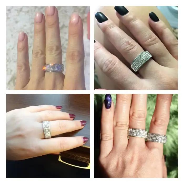 Bague de mariage en pierre blanche de 8mm pour femmes, 3/5 rangées, en acier inoxydable, avec pierres serties pavé, bijoux de fiançailles