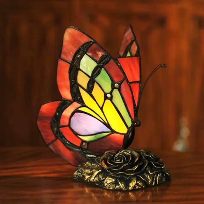 Lampe de table rétro turque Tiffany, décor de vitrail, lumière d'hôtel, décoration de chambre à coucher, lampe papillon
