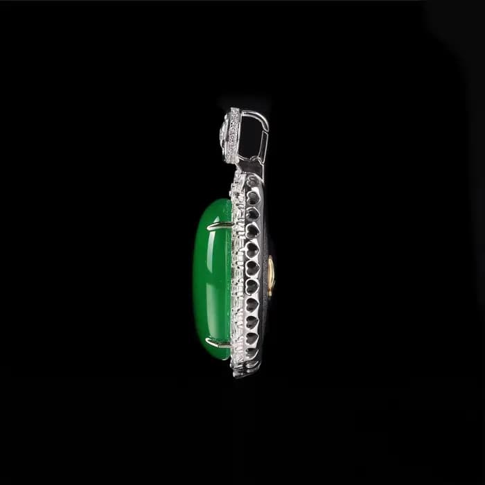 WUIHA Vintage 925 argent Sterling naturel Jade laboratoire saphir haute teneur en carbone diamants pierres précieuses Cocktail pendentif collier bijoux fins
