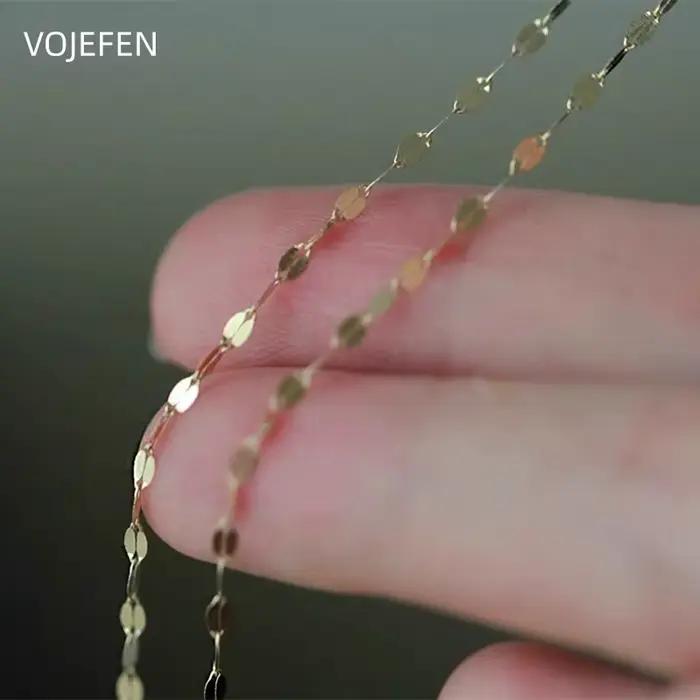 VOJEFEN 10K or lèvres collier bijoux AU417 or délicat luxe charme cou décoration Sautoirs accessoires élégant Certifid