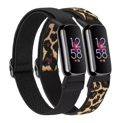 Bracelet artificiel astique de Remplacement Réglable pour Montre Connectée Fitbit Luxe, Accessoires, 2 Pièces/Lot