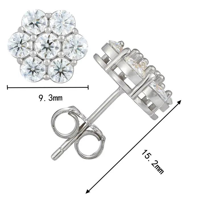 ICEBLING Promotion Boucles d'oreilles clous en argent sterling 925 avec moissanite VVS motif floral, cadeau de luxe, test diamant réussi, bijoux pour femme