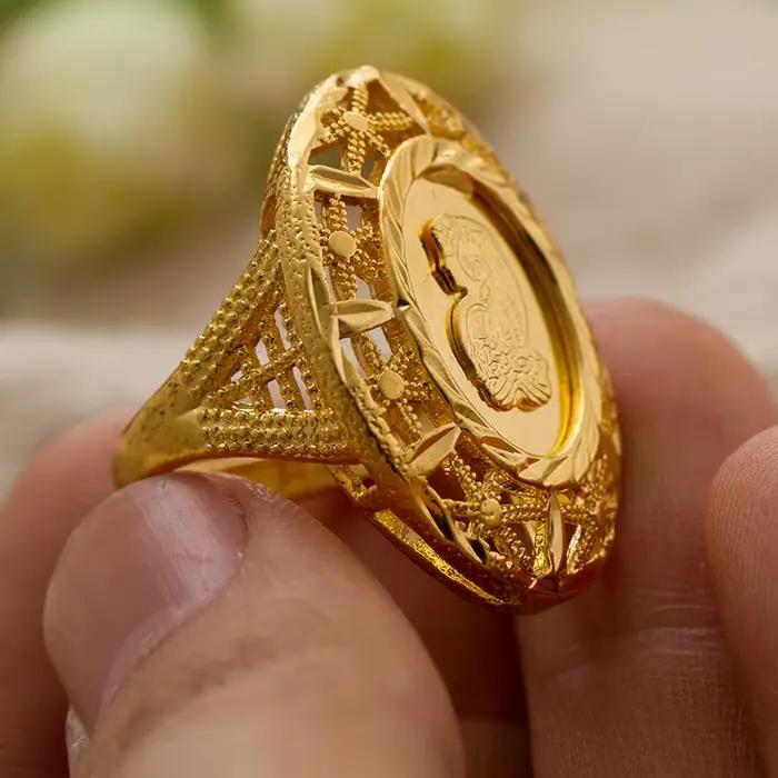 Wando Dubai – bagues couleur or pour hommes et femmes, bague vintage grande taille pour dames, bagues du Moyen-Orient pour fête de mariage