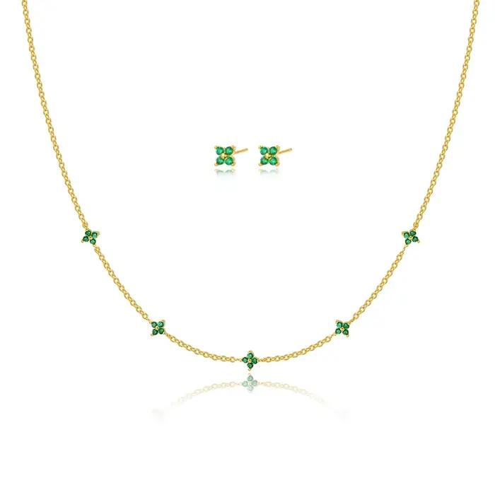 Collier de fleurs bleues en cristal plaqué or pour femmes, Bijoux pendentif vert, ras du cou de luxe, coréen, vente en gros, cadeau, nouvelle collection