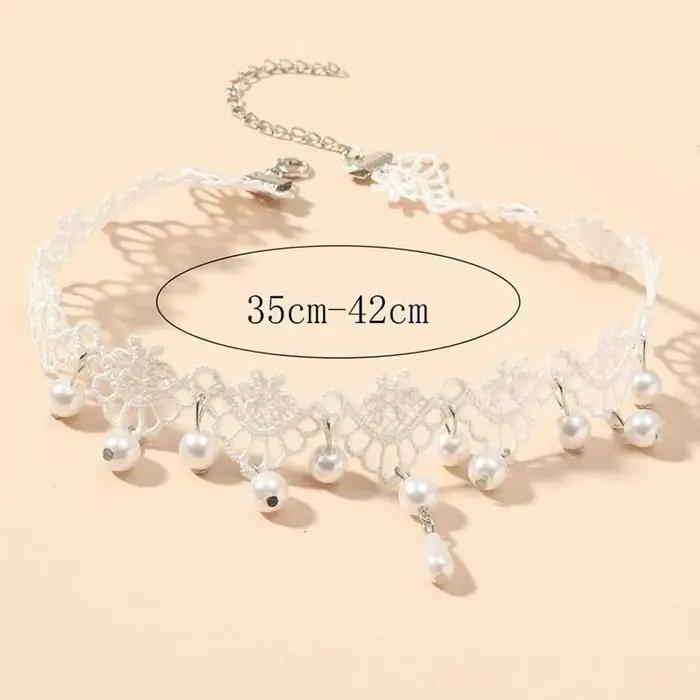 Collier ras du cou gothique classique en dentelle pour femmes, pendentif en perles à pampilles, colliers à breloques, bijoux Boho, cadeau de noël X079
