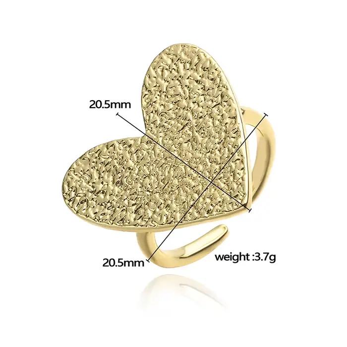 HECHENG, émail goutte à goutte rouge forme de coeur ouvert réglable cuivre métal anneau dames doux romantique bijoux cadeau 1 pc
