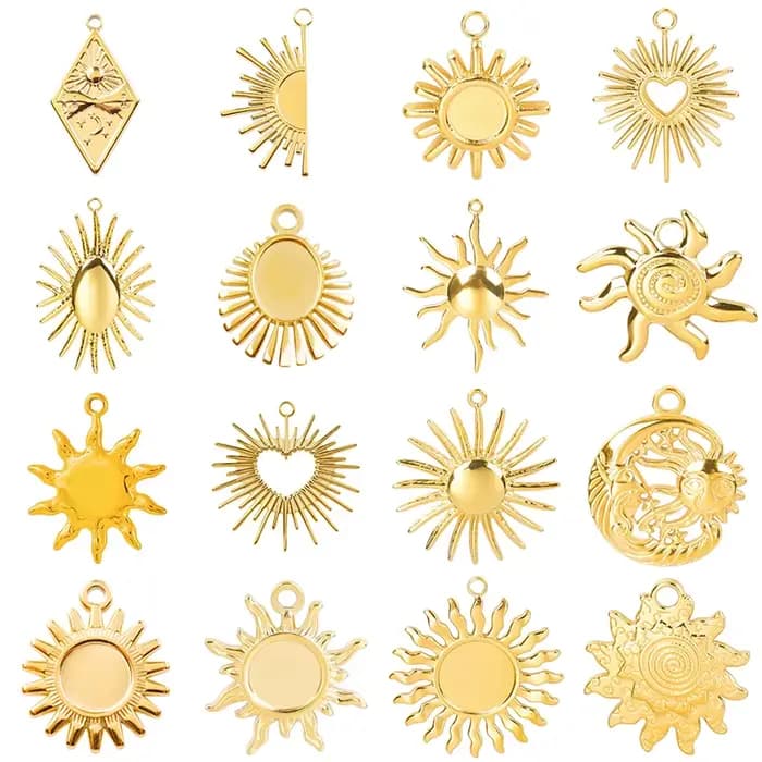 5 pièces/lot Le Soleil couleur or soleil breloques pour la fabrication de bijoux fournitures en acier inoxydable pendentif à breloque bricolage boucle d'oreille collier porte-clés