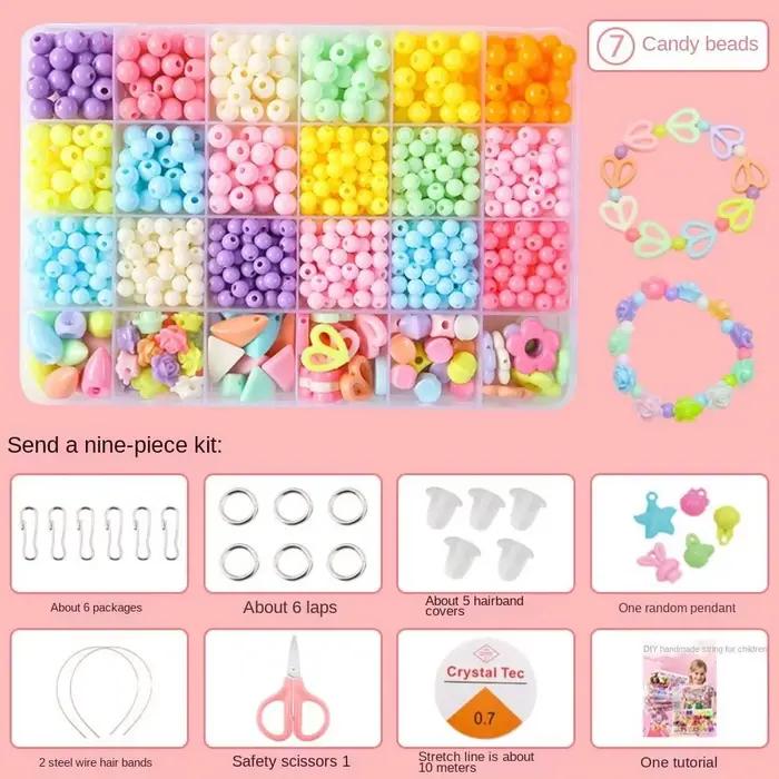 Kit de perles pour la création de bijoux faits main, kit de bricolage créatif pour la fabrication de bracelets, perles créatives pour enfants et filles