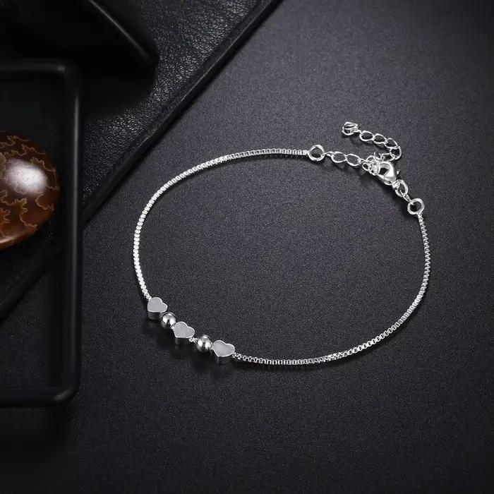 Bracelet en argent sterling 925 avec chaîne en forme de cœur pour femme, bijoux fins à la mode, cadeau idéal pour mariage, fête ou meilleure amie