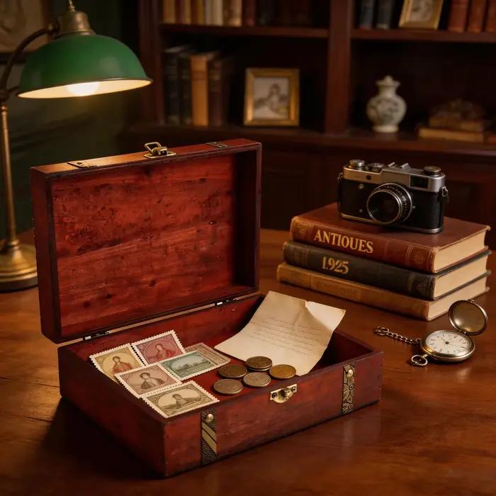 Boîte de rangement vintage en bois foncé avec accents en laiton, loquet décoratif, organisateur en bois recyclé pour bijoux, souvenirs, cadeaux