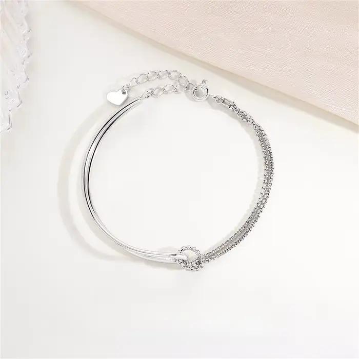 Bracelet en argent sterling 925 avec nœuds entrelacés pour femmes et filles, style vintage minimaliste, chaîne réglable, bijou de fête, cadeau