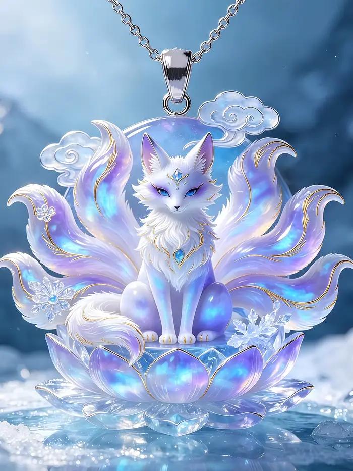 Collier pendentif renard lotus de luxe, bijou exquis au design de niche, cadeau idéal pour la meilleure amie