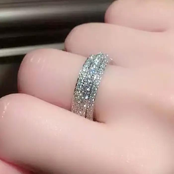Bague ronde en argent Sterling 925 incrustée de cristal de Zirconium, pierre pour hommes et femmes, bijoux de luxe simples à la mode, cadeau