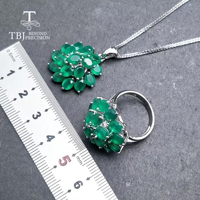 Agate verte naturelle avec bague et pendentif en argent sterling 925, bijoux au design simple, classique et élégant pour femmes, cadeau pour dames, 2026