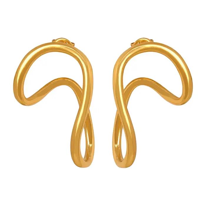 Boucles d'oreilles géométriques pour femmes, plaquées or 18 carats, en acier inoxydable, style moderne minimaliste, clous d'oreilles pour femmes