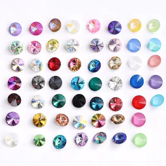 Rivoli – strass ronds et pointus en diamant, perles colorées, artisanat, cristal, vêtements pour ongles, accessoires de bijoux, 6/8/10/12/14MM