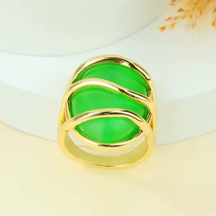 Bague en cristal coloré exquis 14k, mode européenne, bagues de Cocktail en zircone pour femmes, bijoux de déclaration Vintage tendance