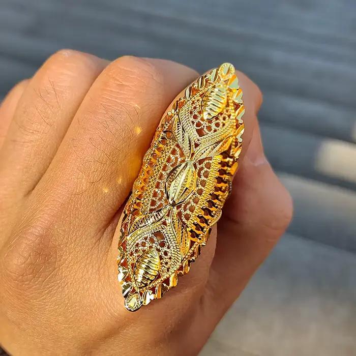 Bagues de luxe couleur or pour femmes et filles, bague de mariage réglable, bijoux, articles cadeaux au Nigeria, dubaï, France