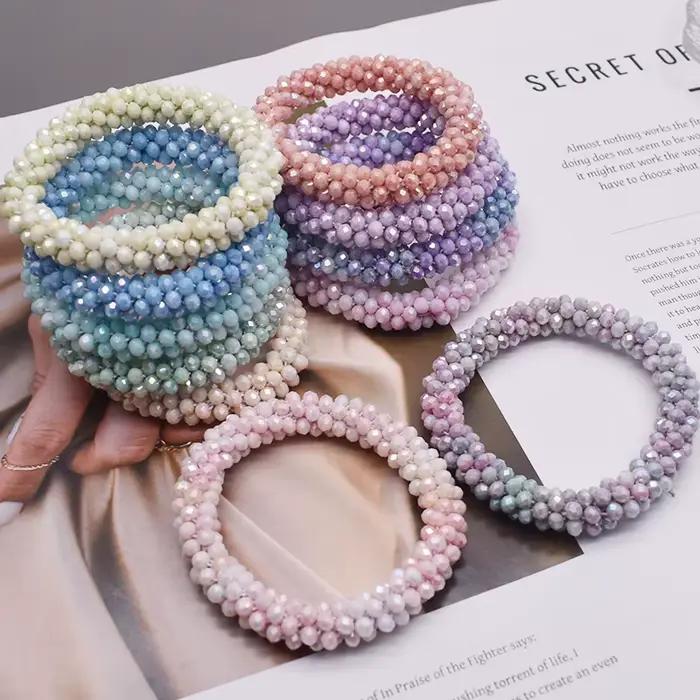 Bracelet de perles à la mode, élastique, fait à la main, cadeau pour femmes, nouvel accessoire pour cheveux, perles de verre