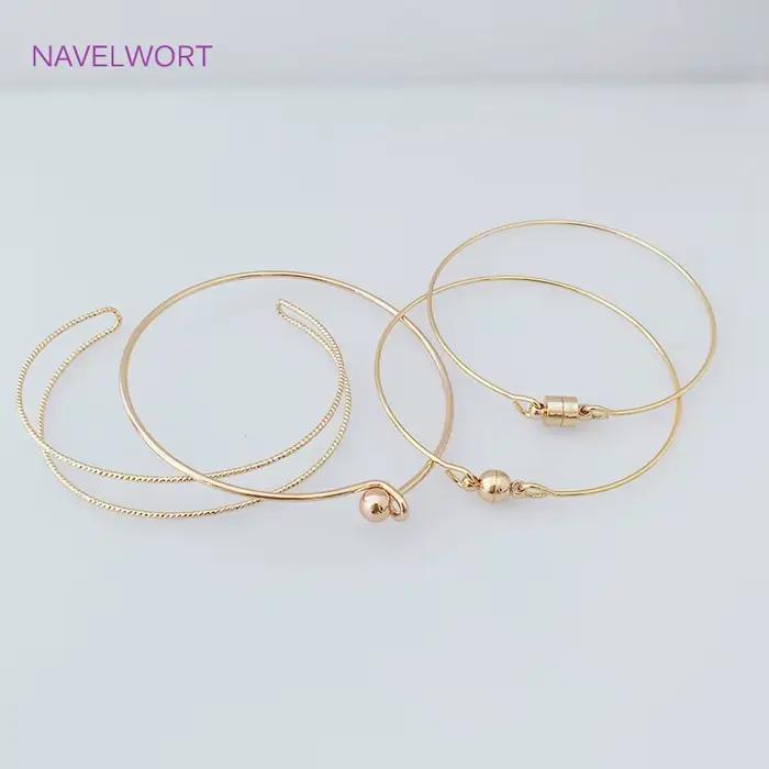 Fermoirs magnétiques plaqués or 18 carats, tendance, haute qualité, manchette en métal et cuivre, résultats de bijoux artisanaux, vente en gros