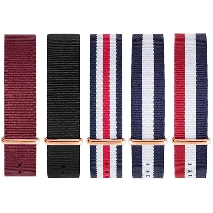 Montre homme et femme de marque Premium 18mm 20mm en nylon or rose et argent pour Daniel Wellington