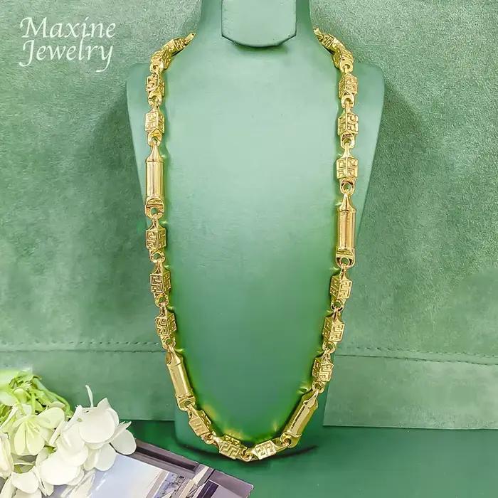 Collier long doré à maillons, plaqué or, style hip-hop, ensemble de bijoux pour homme, bijoux de fiançailles, cadeaux de luxe pour fêtes