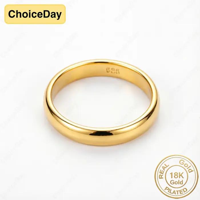 Bague simple classique plaquée or 18 carats, accessoires de bijoux élégants pour femmes, cadeau de mariage ou de fête