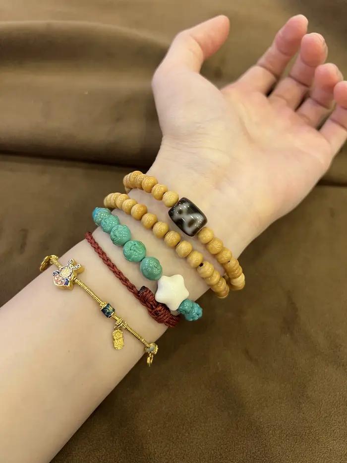 Bracelet à double boucle en perles de citrouille Bodhi jaunes
