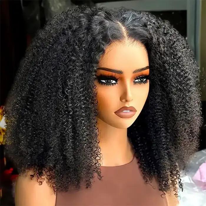 Jerry bouclés court Bob coupe queue de cheval noir 99J rouge bordeaux marron couleur 13X4X1 dentelle avant perruque synthétique pré-épilée sans colle fête