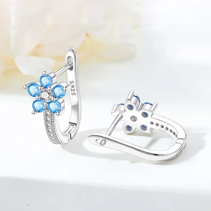 MISEFF – boucles d'oreilles en argent Sterling S925, fleur d'orchidée, bleu et violet, style Vintage, bijoux polyvalents à la mode, cadeau d'anniversaire