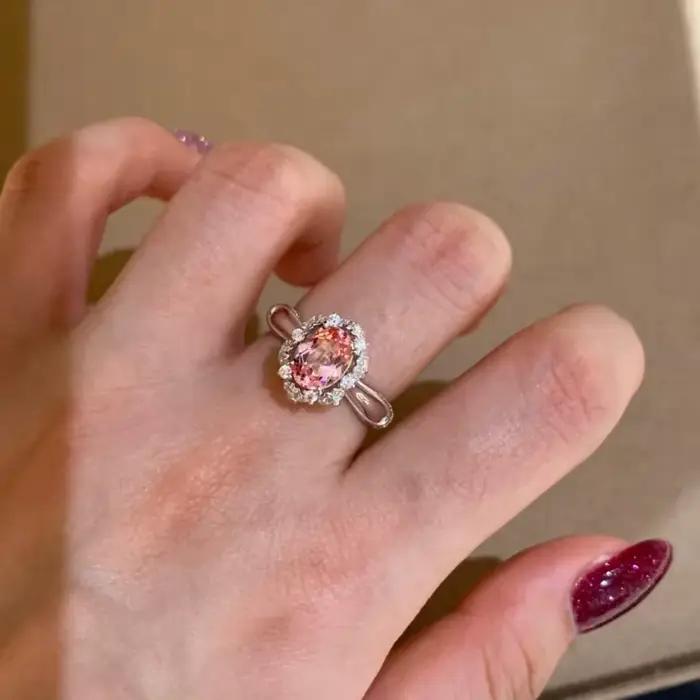 Bague en argent sterling avec diamant rose à franges pour filles, bijoux simples et élégants, adaptés comme cadeau