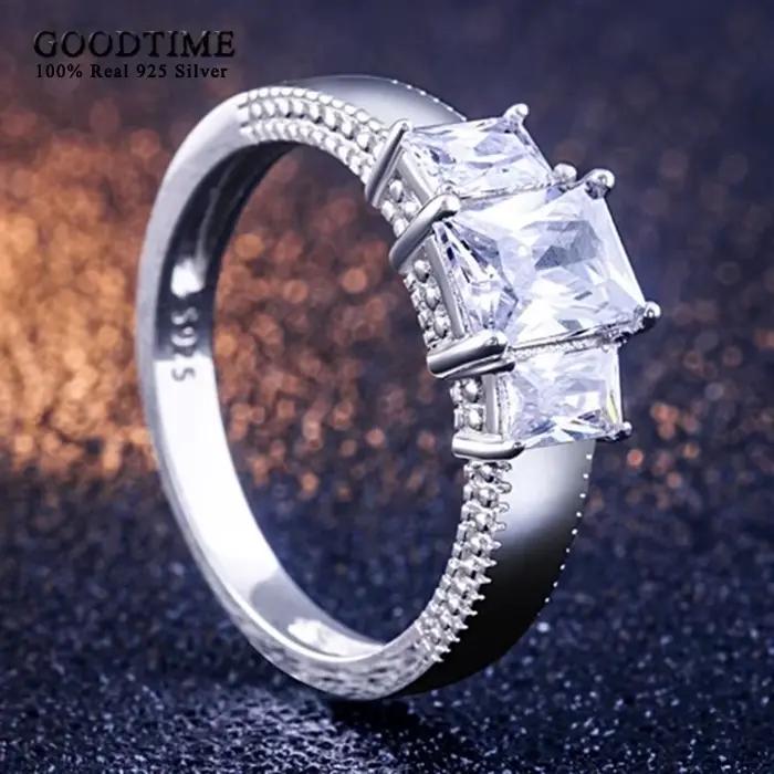 Bague princesse en argent Sterling 925 pour femmes, ensemble de bagues de mariage en Zircon, bijoux de fiançailles, accessoires de fête, nouvelle collection à la mode