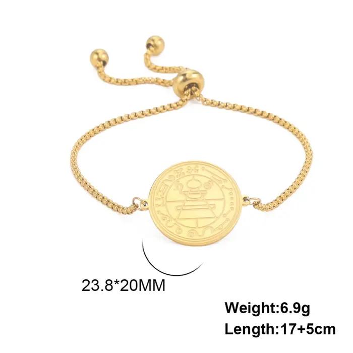 EUEAVAN Bracelet porte-bonheur vintage de protection contre la misère, sceau de Salomon, amulette de fortune, bijoux en acier inoxydable, accessoires cadeau