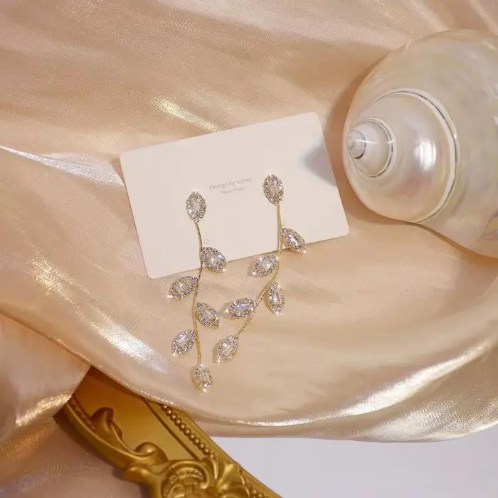 JUWANG-Boucles d'Oreilles de Luxe Plaqué Or group 14K, Bijoux Pendentif, Délicat, Micro Incrusté, Cubique, Zcomprend on CZ, Mariage