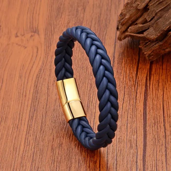 Nouveau Bracelet à fermoir magnétique Simple pour hommes et femmes, Bracelets en cordon de cuir tressé torsadé, fermeture en acier inoxydable, cadeau minimaliste