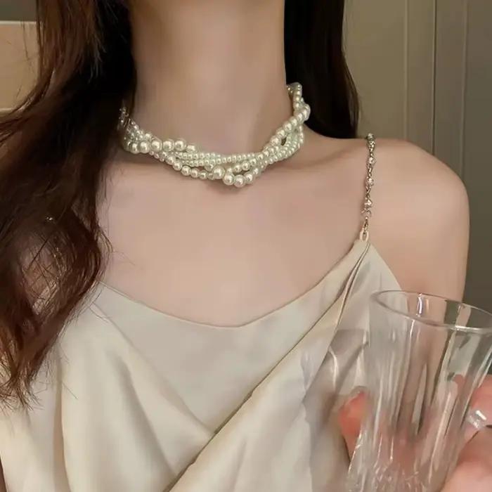 Collier de perles multicouches pour femmes, tour de cou élégant, bijoux de fête de mariage, cadeau d'anniversaire, 216.239.