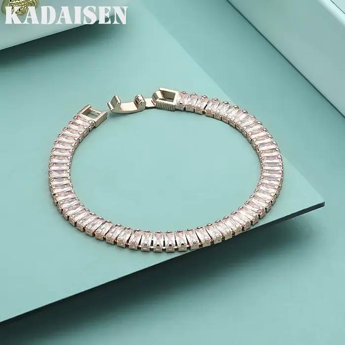 Bracelets en argent Sterling 925, or Rose, Zircon AAAAA, pour femmes, bijoux de créateur à la mode, pour fête et mariage