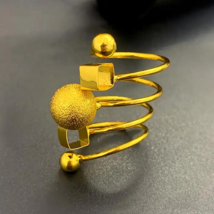 Bague spirale brésilienne femmes plaqué or 24K mariée de mariage arabe éthiopien dubaï gros bijoux nigérians marocain redimensionnable
