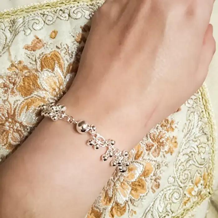 DOTEFFIL 925 argent Sterling raisins plus de perles bracelets porte-bonheur bijoux pour les femmes de mode cadeau de fiançailles de mariage