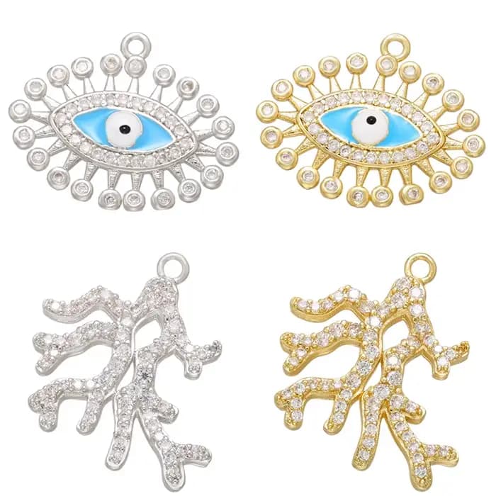 Breloques en cristal CZ en forme de racine d'arbre/œil pour la fabrication de boucles d'oreilles, pendentifs, accessoires de colliers, fournitures et composants : VD782