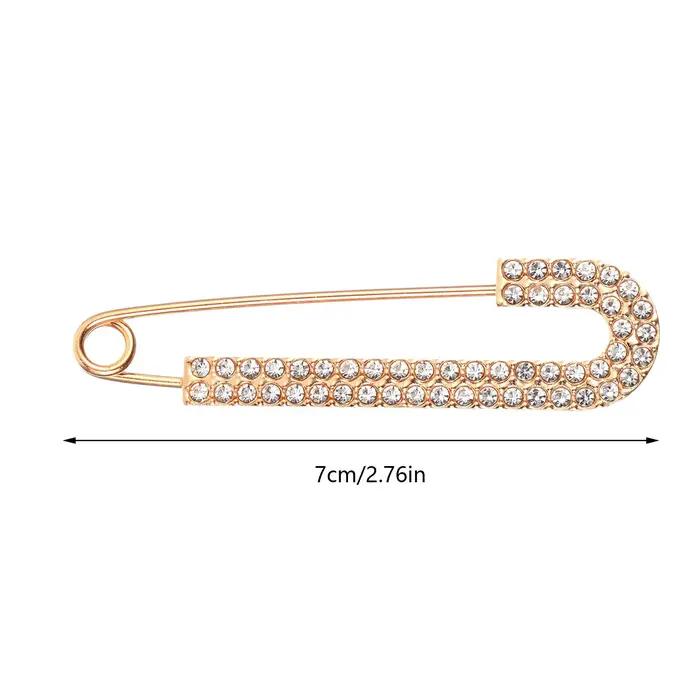 1 pièce Broches en strass avec boucle argentée ​ Grandes broches de bijouterie luxueuses pour femme, épingles de sûreté brillantes pour foulard, style mode
