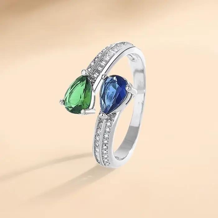 Bague en argent sterling 925 avec zircon carré et diamants, cadeau pour femme pour banquet, fiançailles, fête d'anniversaire