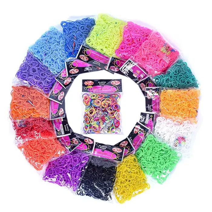 Kits de fabrication de bracelets en élastiques colorés, environ 600 pièces/lot, pour la création de bijoux, la fabrication de bracelets pour enfants, le tissage de bracelets, outils faits main DIY